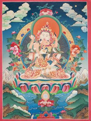 Vajrasattva Shakti Hand-Painted Thangka | Buddhist Thangka Depicting A Union Of Wisdom and Compassion Yoga